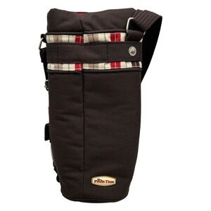Picnic Time Insulated Wine Bottle Carrier Bag Brown Canvas Plaid with Corkscrew